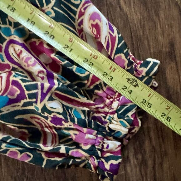 Umgee V-neck Paisley Print Blouse Top Ruffle Balloon Sleeve Womens Size Large - Picture 10 of 14